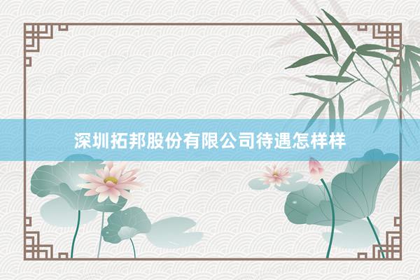 深圳拓邦股份有限公司待遇怎样样